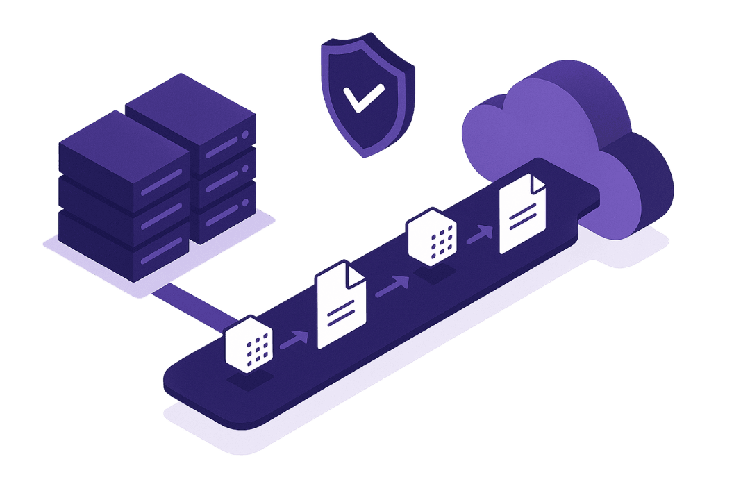 Secure Data Migration Execution graphic on Bauer Automate's Website